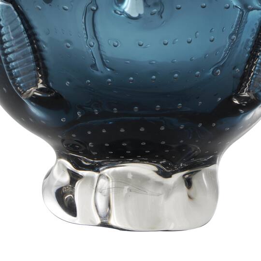 13" Dark Blue Ombre Glass Bowl